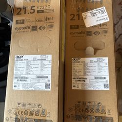 Two [2] Acer V227Q 21.5-inch Full HD LCD monitors, plus Dell docking station.