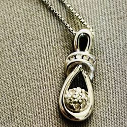  Silver /diamond Pendant Necklace 