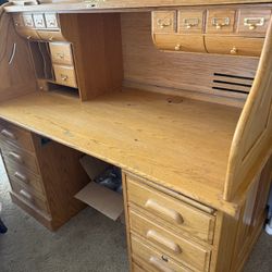 Oak roll top desk