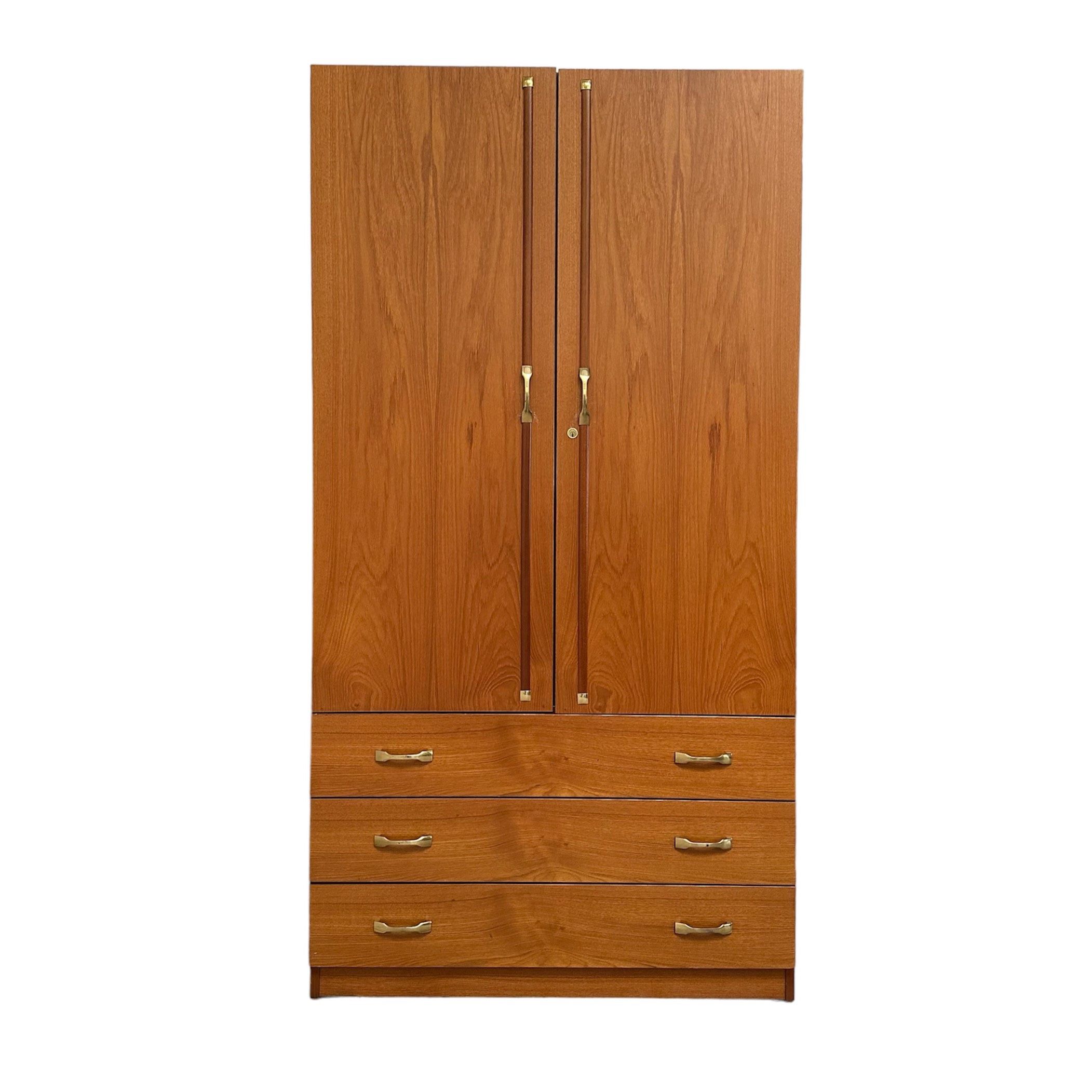 Vintage 1986 BIF Korea Armoire Wardrobe Wood Cabinet (AW1)