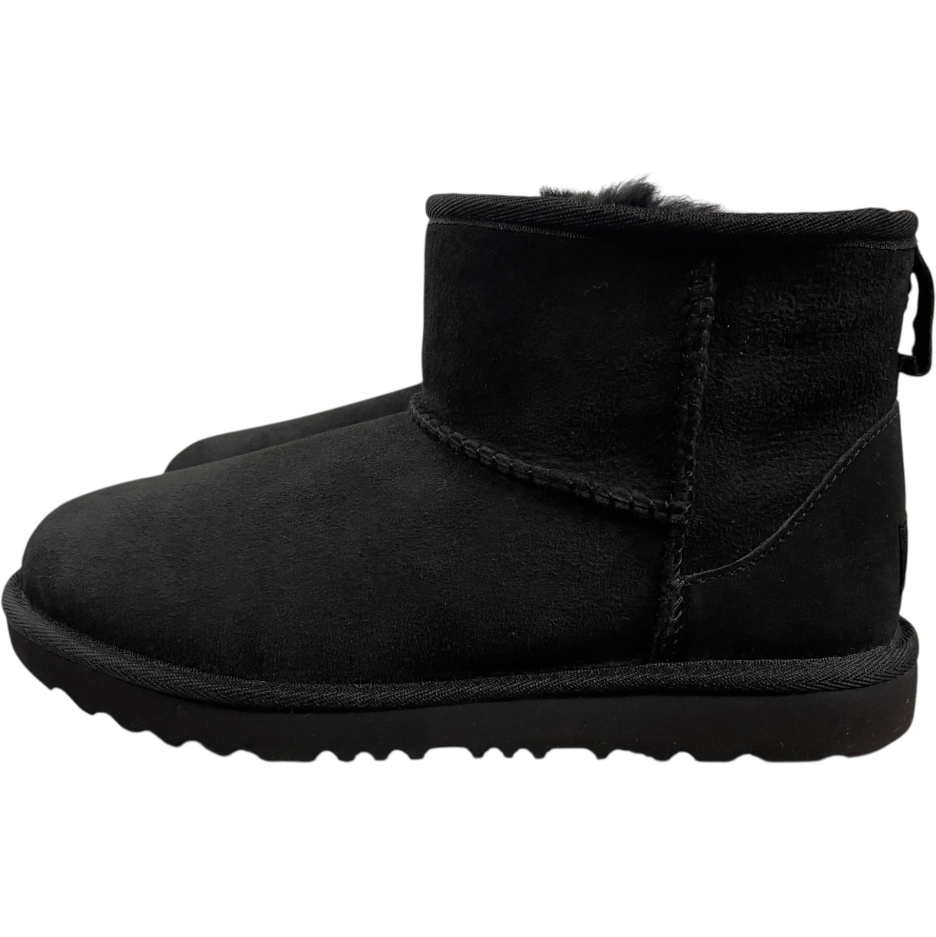 Size 4 UGG Classic Mini II Big Kids Black Round Toe Ankle Boots