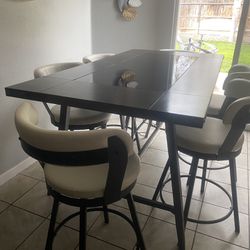 KITCHEN TABLE WITH CHAIRS & 2 STOOLS 