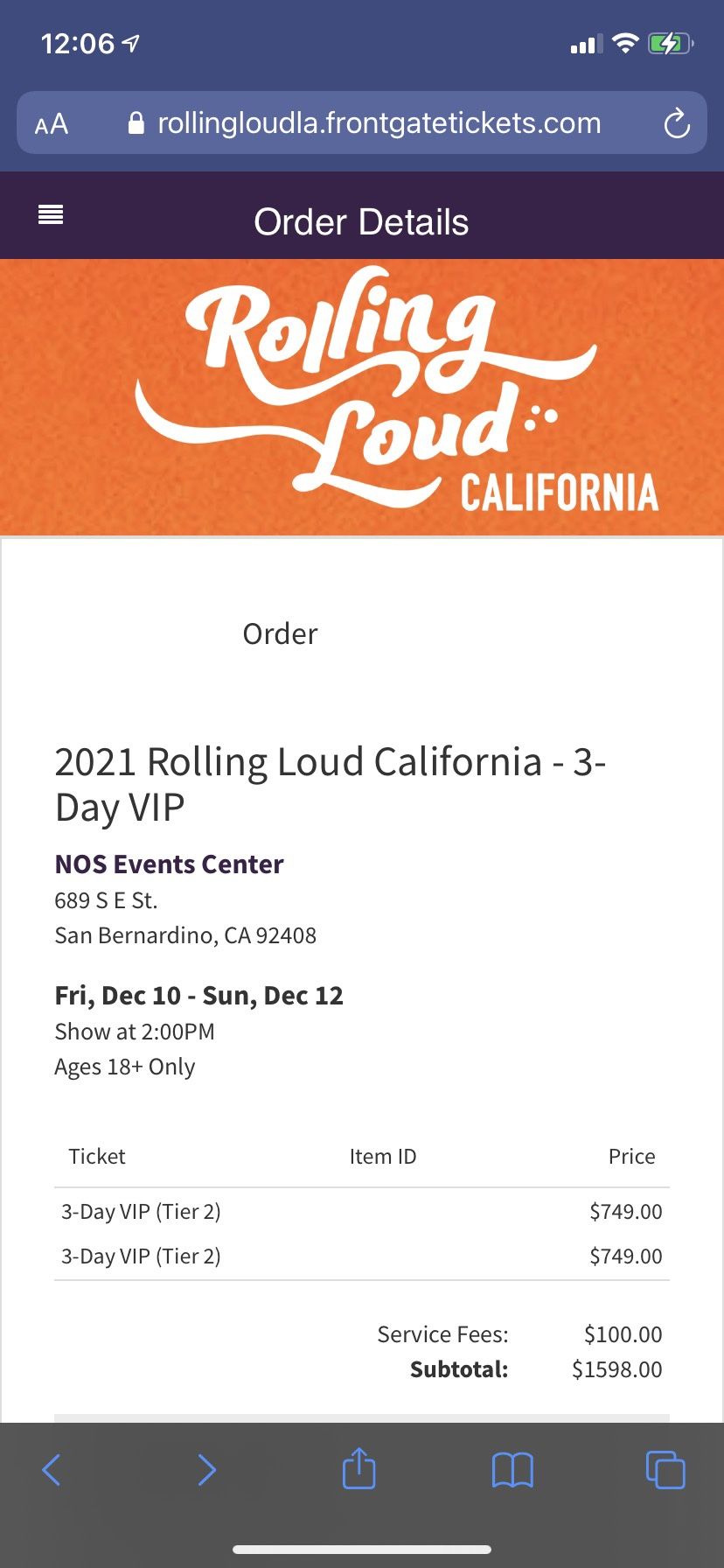 Rolling Loud VIP TICKETS