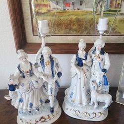 Gorgeous French Boudoir Lamp Set For Sale 