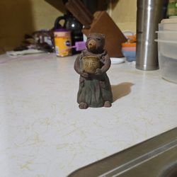 Vintage Style Bear Figurine Holding A Honey Pot 