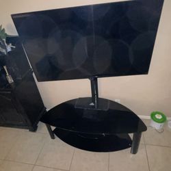 Vizio 55” Smart Tv With Black 3 Shelve Glass Stand
