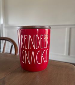 Rae Dunn Christmas Reindeer Snacks Cellar Canister 