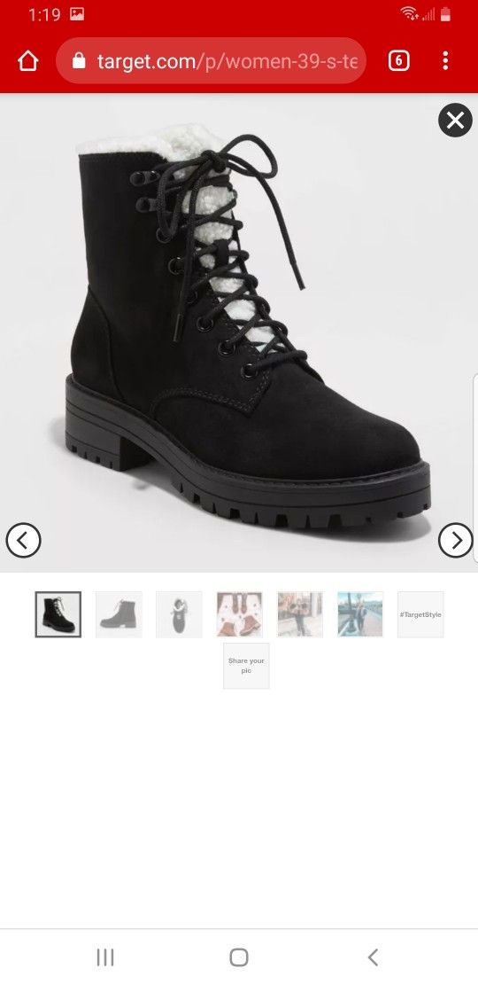 Women's Tessie Sherpa Lace Up Hiking Boots - Universal Thread™