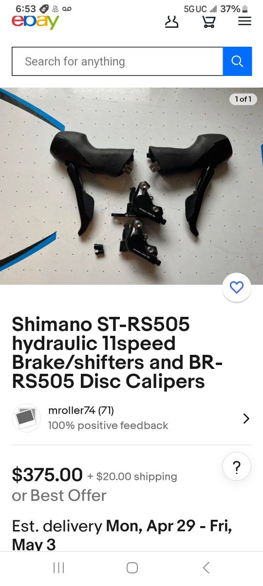 Shimano Hydraulic Brake Shifters And Disc Calipers 