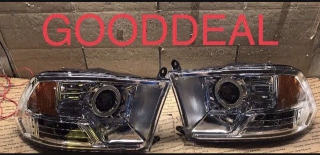 #OH47 FIT 2009-2018 Dodge Ram 1500/2500/3500 Chrome LED DRL LED Signal Halogen Headlight Head Lights Pair Set 