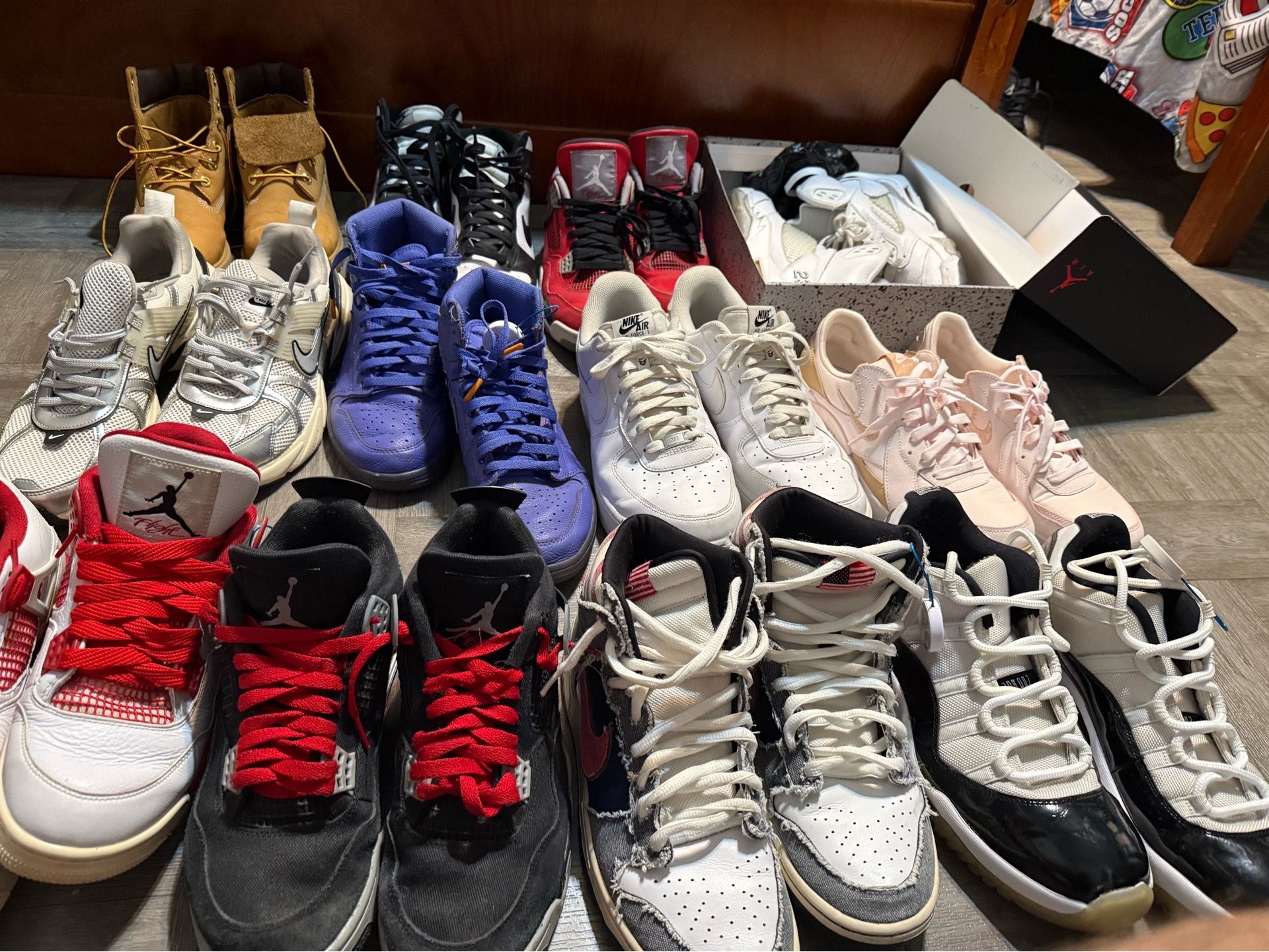 Lot of Nike/ Jordan and timberland