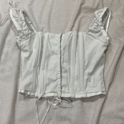 White Corset Lace Up Top, Kendall & Kylie