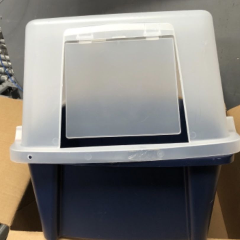 NEW IRIS USA Large Enclosed Hooded Litter Box with Front Door Flap and Scoop, Entry Gate for Privacy and Keeping Litter Inside, Blue
