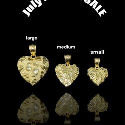 JULY NUGGET SALE!! 14k Gold Heart Nugget Pendant (SMALL)