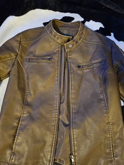 Women's brown leather jacket
