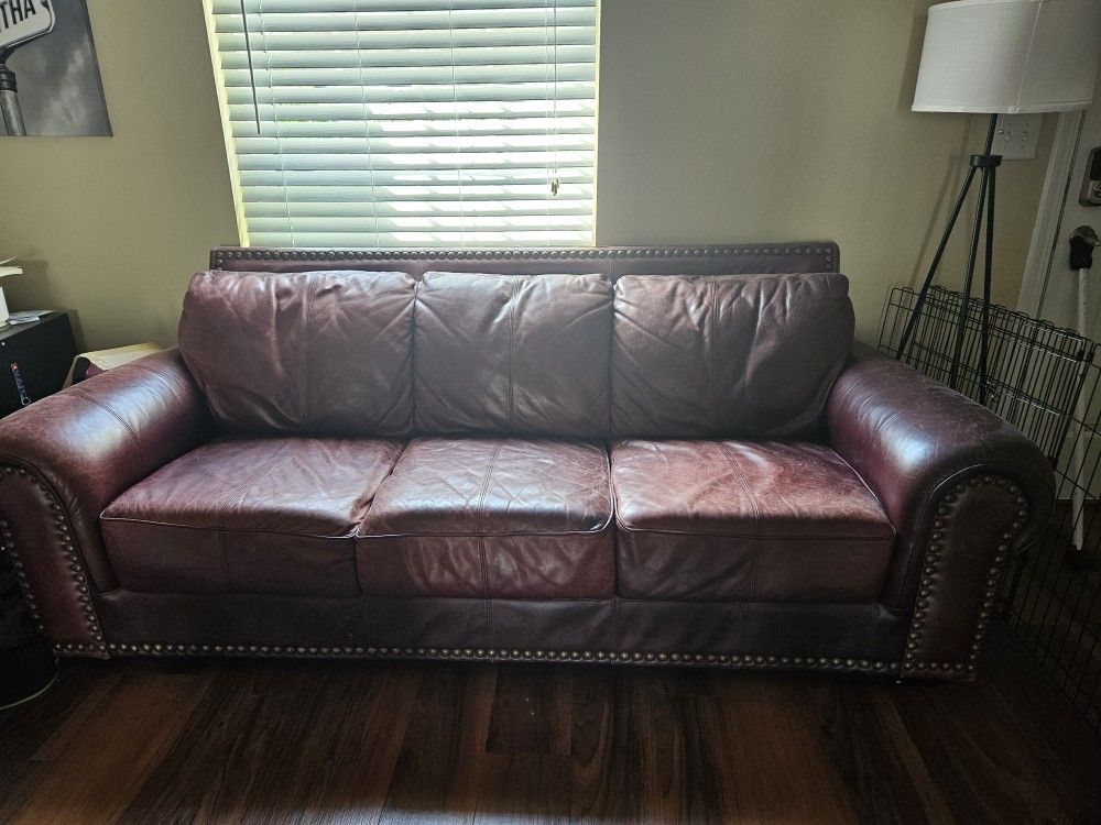 Red/Brown Leather Couch