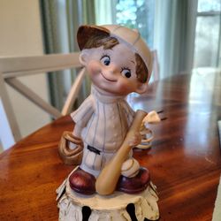 Vintage 1950's - 1970's Aladdin Giftware Porcelain Baseball Player Lamp