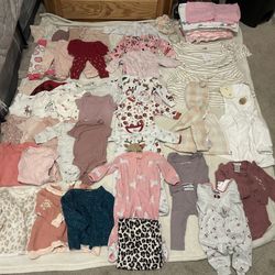 114 Items!! 0-3, 3, & 3-6 Month Baby Girl Clothes & Accessories