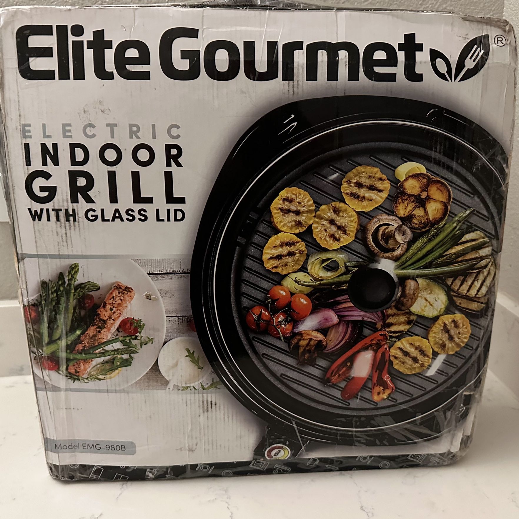 Elite Gourmet EMG-980B 14 Electric Indoor Grill, Black 