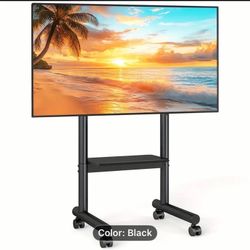 Universal Mobile TV Stand: Height-Adjustable Rolling Cart for 40-75 Inch Tvs Up to 110Lbs