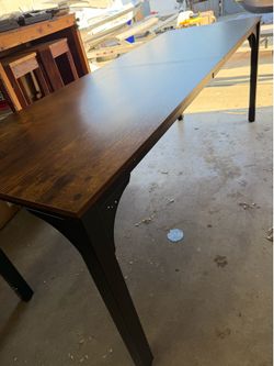 Solid 6 1/2 ft Wood Dining Table – Dark Walnut Finish