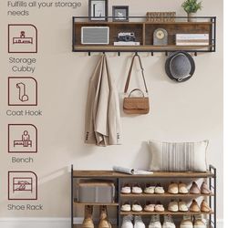 VASAGLE Hall Tree with Shoe Bench, Coat Rack Shoe Bench Set