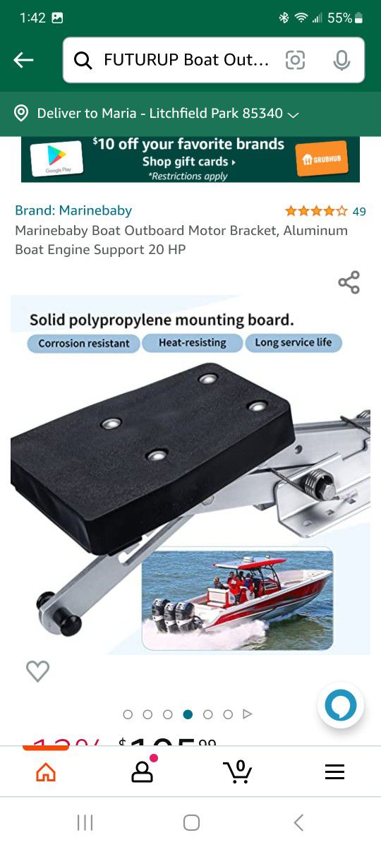 Marinebaby Boat Outboard Motor Bracket, Aluminum Boat Engine Support 20 HP

