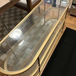 Brass Gold And Glass Tv Stand Shelf