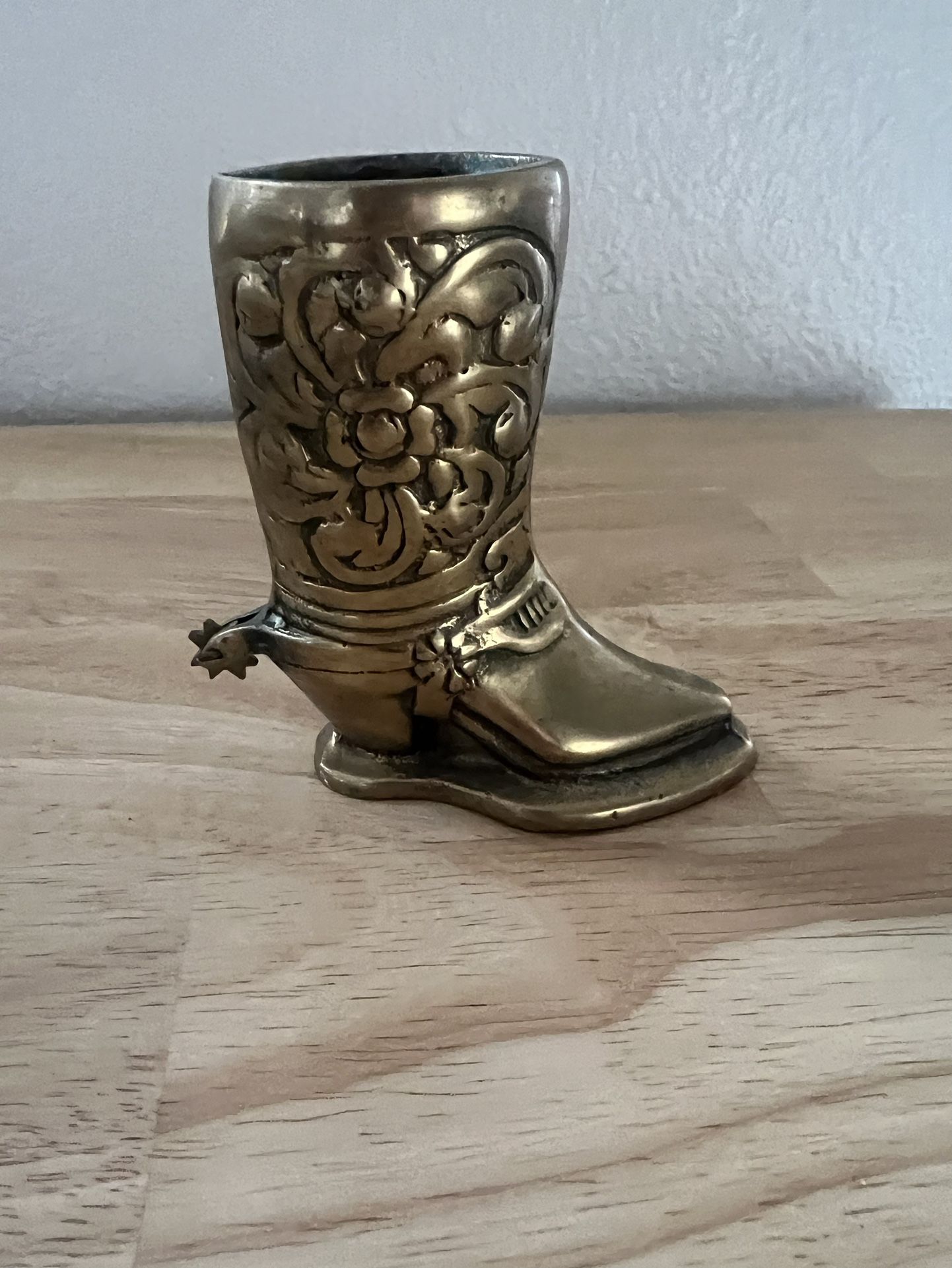 4" Solid Brass Cowboy Boot With Spinning Spur