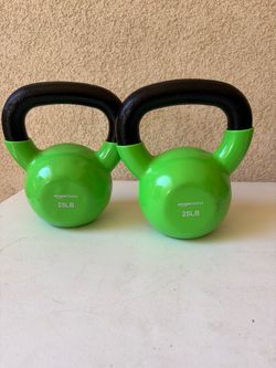 25LB Green vinyl kettlebells set of 2