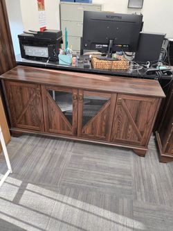 60" Buffet Cabinet with Storage - 4 Soft-Close Door Sideboard for Dining Room & Living Room, Coffee Bar Cabinet with Adjustable Shelves (Walnut)