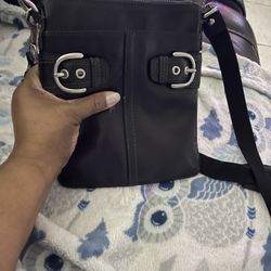 Coach Black Crossbody Bag with Silver Hardware and Adjustable Strap