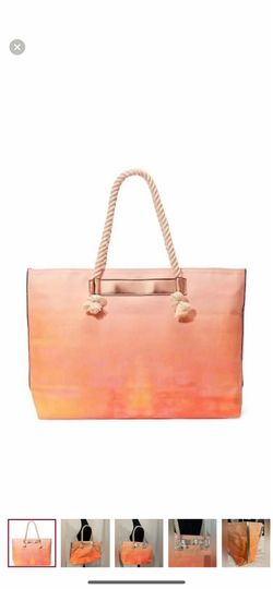 Brand New VICTORIA SECRET PEACH OMBRÉ GOLD BRAIDED HANDLE S TOTE/Pickup Only 77090 Area