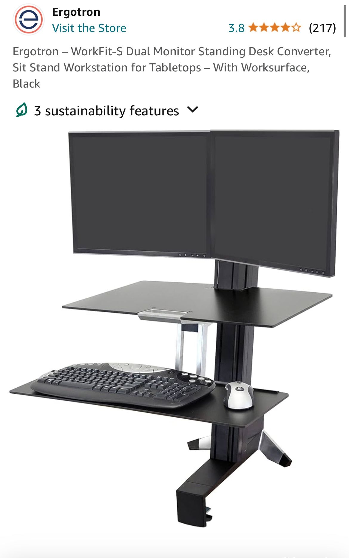 *Lower Price * Ergotron – WorkFit-S Dual Monitor Standing Desk Converter, Sit Stand Workstation for Tabletop