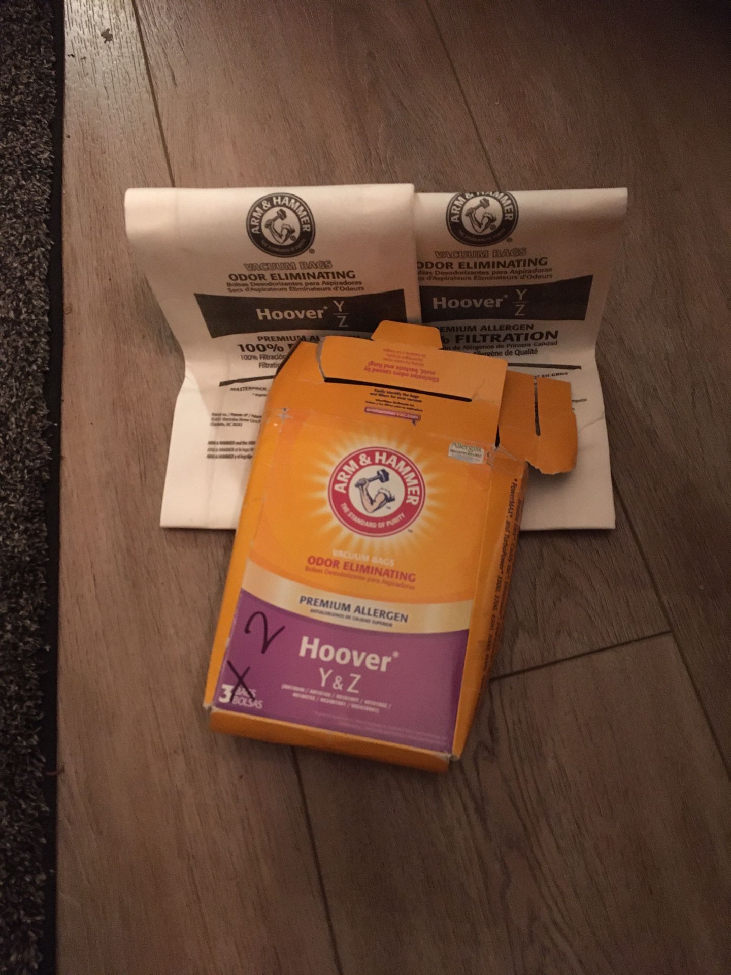 two hoover y z vacuum bags arm hammer