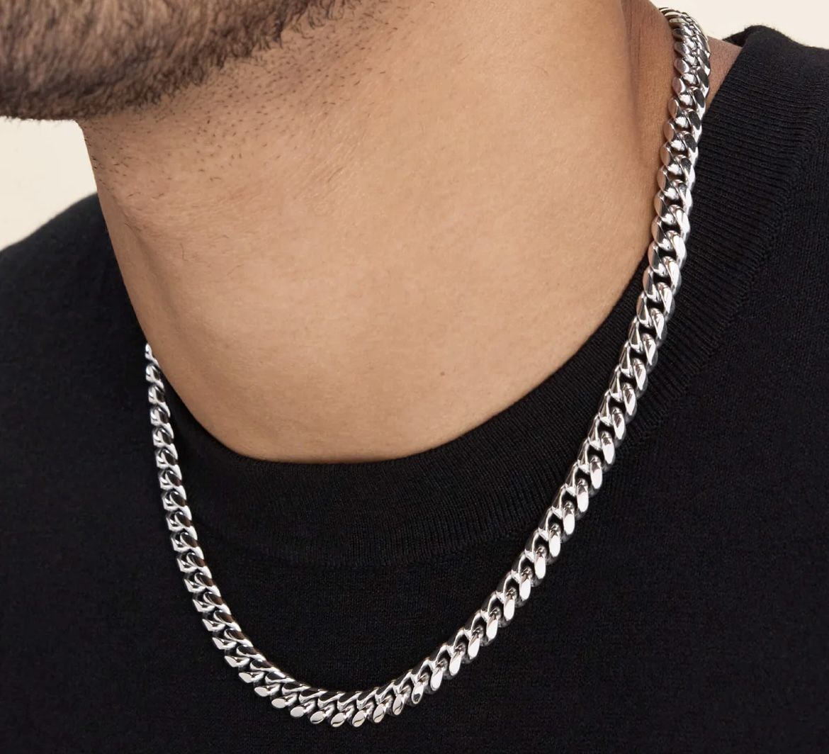 8mm White Gold Cuban Chain