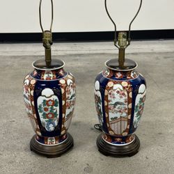 Frederick Cooper Vintage Japanese Imari Porcelain Vase Table Lamps / Chinoiserie Lamps / Vintage Home Decoration