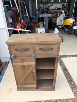 Rustic Wood Cabinet with Barn Door