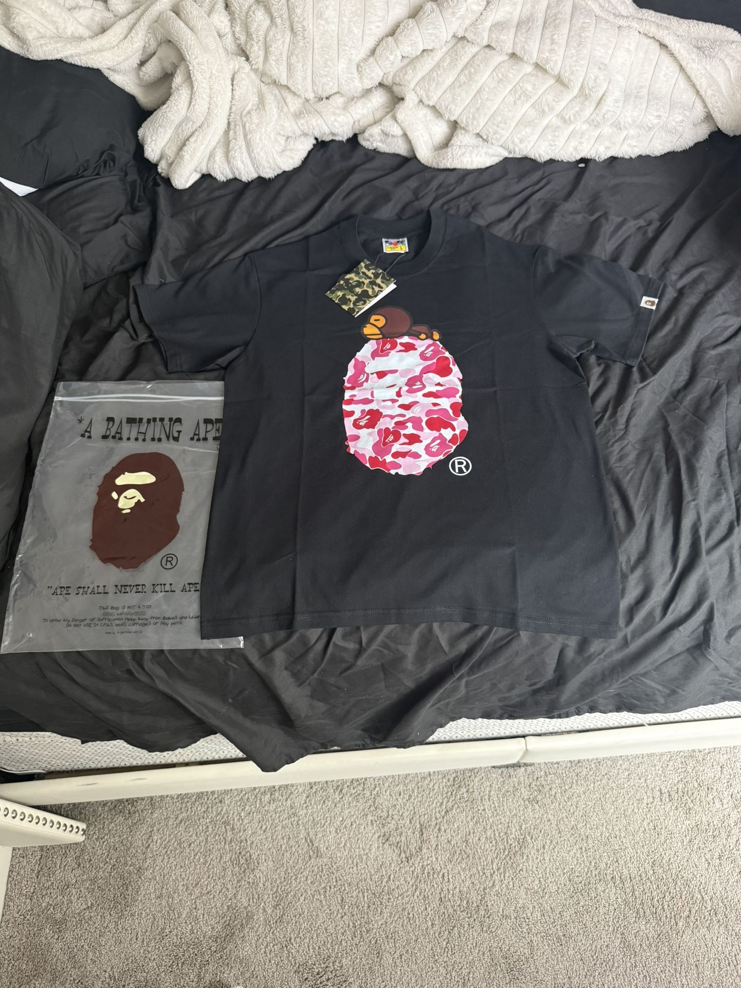 Bape Black and Pink Camo Tee by Bathing Ape Size LARGE