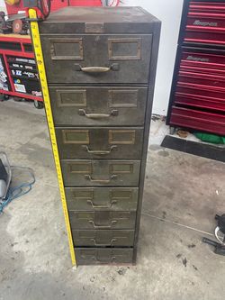 Vintage Metal Multi-Drawer Filing Cabinet