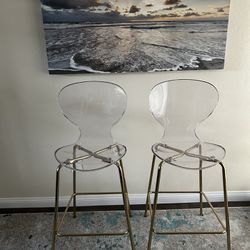 2 New Clear - Gold Barstools