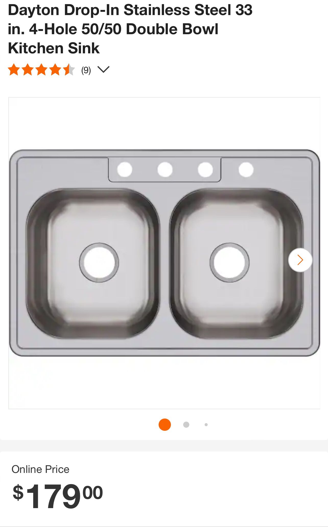 Double Bowl Kitchen Sink Elkay Dayton Drop-In Stainless Steel 33 in. 4-Hole 50/50