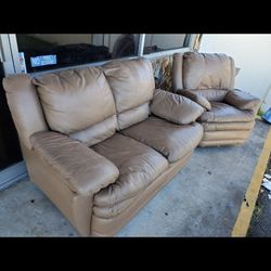 Leather Love Seat and Recliner Set, Livingroom Sofa, Sectional, Couch and Recliner 