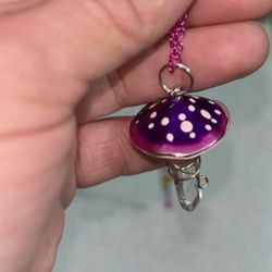 Trippy Mushroom Crystal Necklace $10 (New)