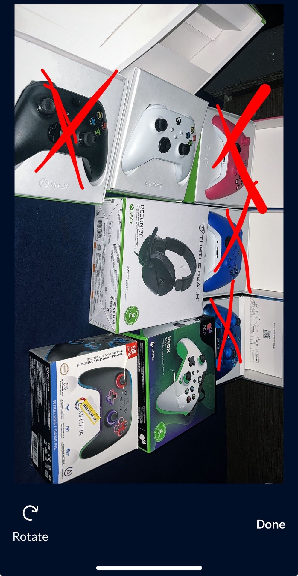 Xbox Controllers, Switch Controller, TB Headset 
