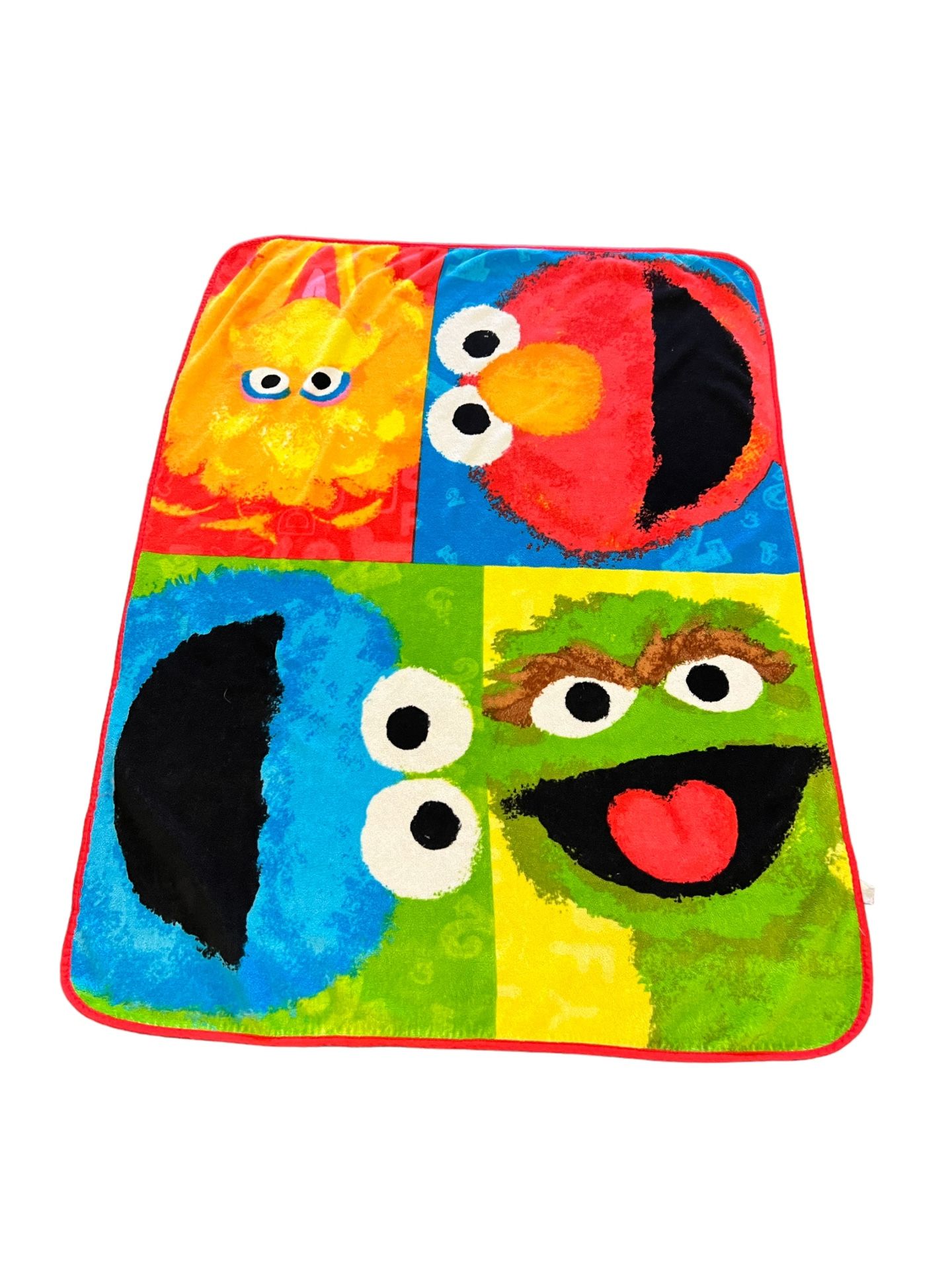 Sesame Street Elmo Big Bird Cookie Monster Oscar Baby Blanket AS IS (READ)
