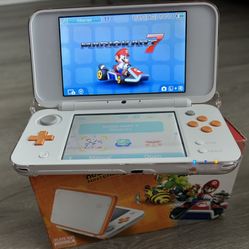 New Nintendo 2DS XL Handheld Game Console - Orange + White With Mario Kart 7 Pre-installed + Accessories 