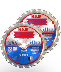 2-Pack 6-1/2" 24-Tooth Arbor 5/8" Woodworking Circular Saw Blade,Framing/General Purpose,Special Anti-Thermal Adhesion Coating on Cutting Edge-TA,High