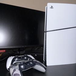 PS5 Disc Edition W/ 2 Controllers & Gaming Monitor