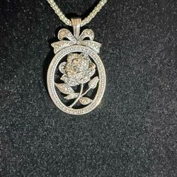 Vintage 1987 AVON Marcasite Rose Pendant Charm I LOVE YOU MOTHER 

